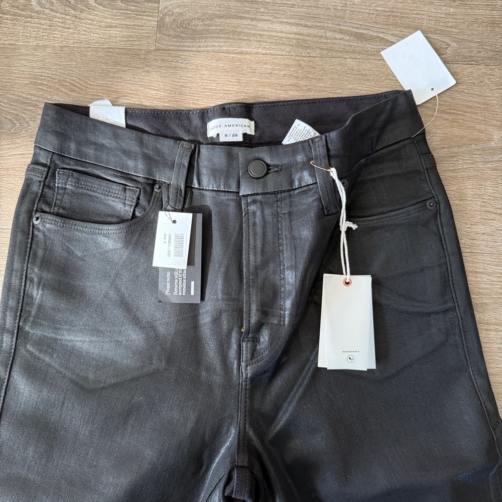 Good American Good Legs Jeans Black Coated Size 8/29 New!